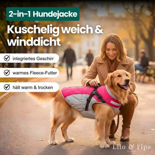 2-in-1 Hundejacke mit Geschirr – Trocken, warm & in Sekunden startklar